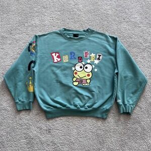 DUMBGOOD Keroppi Sanrio Sweatshirt Womens 2XL Green Graphic Crewneck Pullover